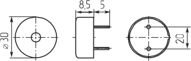 зп 30x 9\1~30\\ 2,0\2P20\KPT-3020\KEPO --- Звонки (зуммеры) пьезоэлектрические без генератора