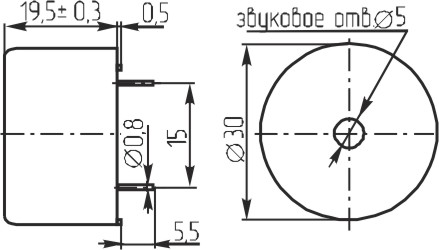 згп 30x20\ 3~20\\3,6\2P15\MPB30\MEC --- Звонки (зуммеры) пьезоэлектрические c генератором