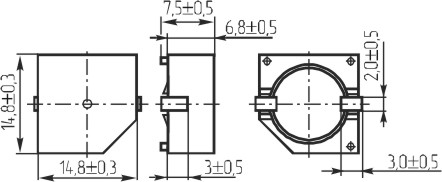 зп 15x15x7\1~20\\ 5,0\2C\MSB14\MEC --- Звонки (зуммеры) пьезоэлектрические без генератора