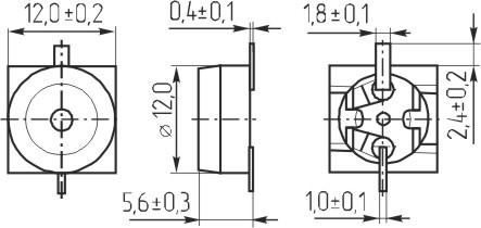 зм 12x12x6\ 1,5\15\2,048\2C\MST105A\ --- Звонки (зуммеры) магнитоэлектрические без генератора