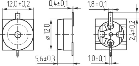 зм 12x12x6\ 1,5\15\2,048\2C\MST105A\ --- Звонки (зуммеры) магнитоэлектрические без генератора