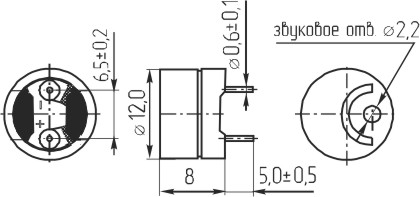 зм 12x 8\ 1,5\ 7\2,731\2P6,5\MT12-04D\ --- Звонки (зуммеры) магнитоэлектрические без генератора