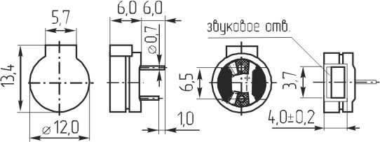 зм 12x 6m13\ 1,5\ 7\2,731\2P6,5\MT12-04G\ --- Звонки (зуммеры) магнитоэлектрические без генератора