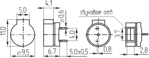 зм 10x 7m11\ 1,5\ 6\3,1\2P4\MTW09-04A\ --- Звонки (зуммеры) магнитоэлектрические без генератора