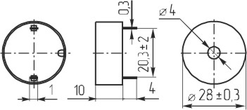 зп 28x10\3~25\\\2P20\SAT1050\SONITRON --- Звонки (зуммеры) пьезоэлектрические без генератора