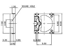 зм  7,5x 7,5x2,0\ 3,6\12\2,7\4C\SMT-G7520A\KEPO --- Звонки (зуммеры) магнитоэлектрические без генератора