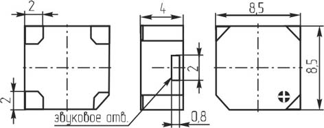 зм  8,5x 8,5x4,0\ 3,6\16\3,0\4C\SMT-G8540B\KEPO --- Звонки (зуммеры) магнитоэлектрические без генератора