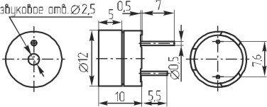 згм 12x10\ 1,5\\2,3\2P7,6\WEC1201X\ --- Звонки (зуммеры) магнитоэлектрические c генератором