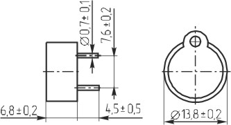 зп 14x 7\1~20\\ 4,0\2P7,6\XY14\ --- Звонки (зуммеры) пьезоэлектрические без генератора